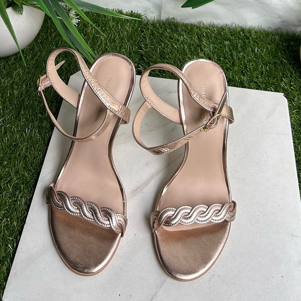 Stuart Weitzman Dancer Twistie 4” Rose Gold Leath… - image 4